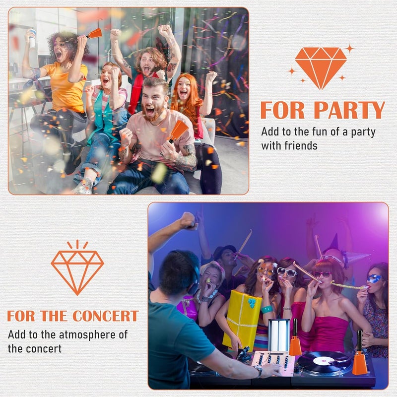 Pelopy 6 Pcs Cowbell with Handle 8 Inch Cow Bells Bulk for Sporting Events Cheering Cowbells Noise Makers for Football Games Graduation Party Hand Chime Percussion Musical Instrument(Orange) - Image 4